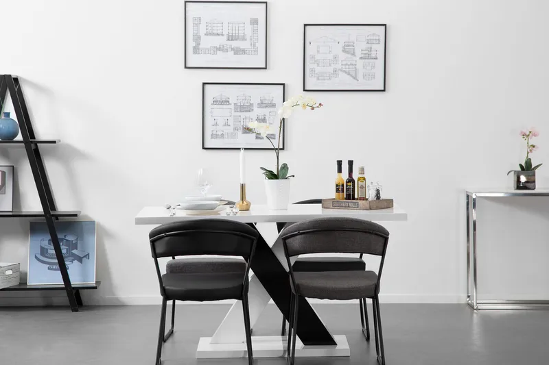Cesi Rektangulärt Matbord 140 cm i Målat Trä - Vit|Svart - Möbler - Matplats - Matbord & köksbord