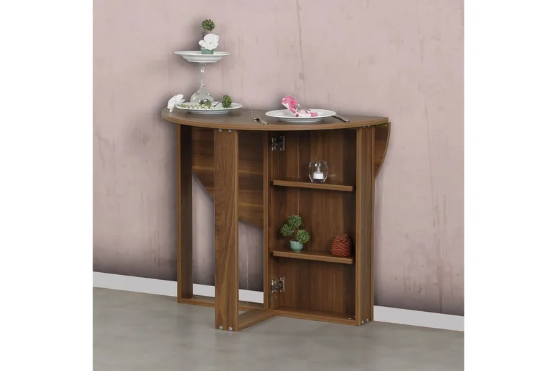 Comfortale Matbord Runt Hopfällbart - Valnöt - Möbler - Matplats - Matbord & köksbord