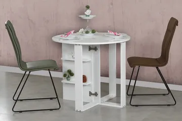 Comfortale Matbord Runt Hopfällbart - Vit - Möbler - Matplats - Matbord & köksbord