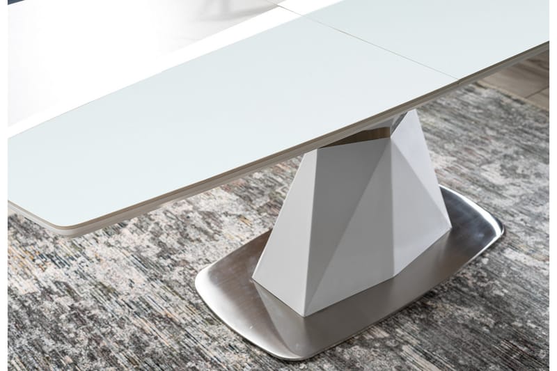 COQUINA Förlängningsbart Matbord 160 cm Glas/Mattvit - Bord - Matbord & köksbord
