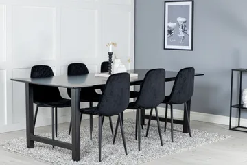 Count Stort Rektangulärt Matbord 220 cm med Mörkt Trä- och Metallutseende - Svart - Möbler - Matplats - Matbord & köksbord