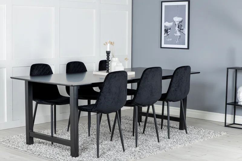 Count Stort Rektangulärt Matbord 220 cm med Mörkt Trä- och Metallutseende - Svart - Möbler - Matplats - Matbord & köksbord