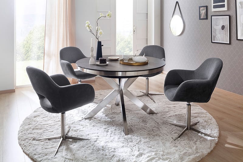 CUIDAD Förlängningsbart Matbord 120 cm Rund Antracit - Möbler - Matplats - Matbord & köksbord