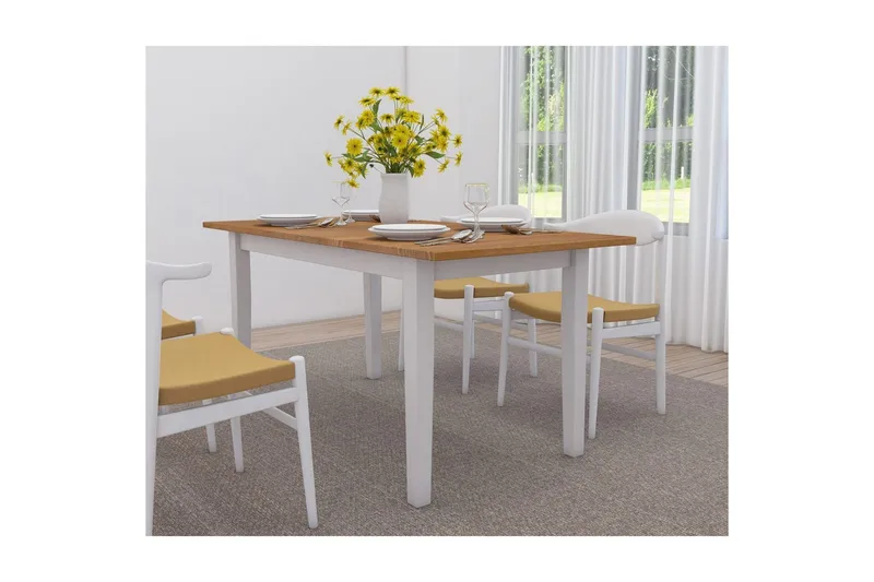 Matbord Dakota Vit/Honung - Vit/Honung - Möbler - Matplats - Matbord & köksbord