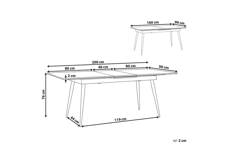 DANBUR Matbord 200 cm Hopfällbart Svart - Matbord & köksbord - Bord