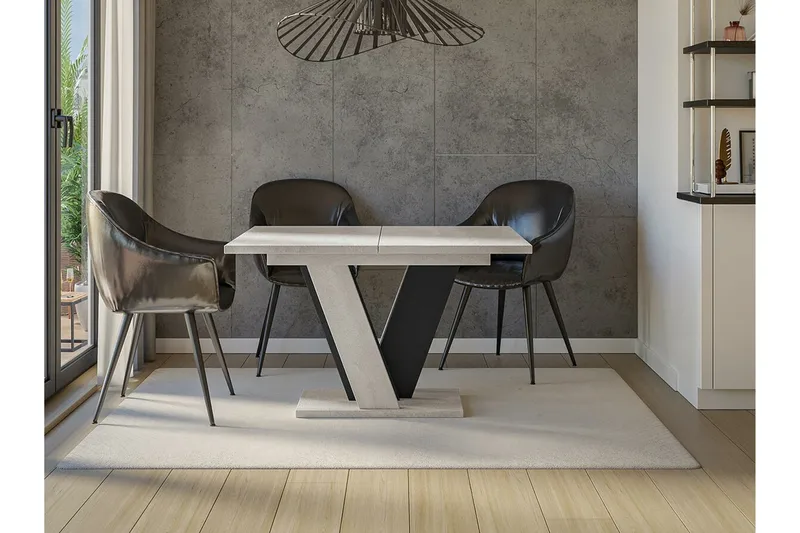 Denogal Utdragbart Rektangulärt Matbord 120 cm med Betongutseende - Ljusgrå - Möbler - Matplats - Matbord & köksbord