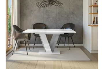 Denogal Utdragbart Rektangulärt Matbord 120 cm med Betongutseende - Vit - Möbler - Matplats - Matbord & köksbord