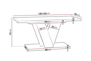 Denogal Utdragbart Rektangulärt Matbord 120 cm med Betongutseende - Vit - Möbler - Matplats - Matbord & köksbord