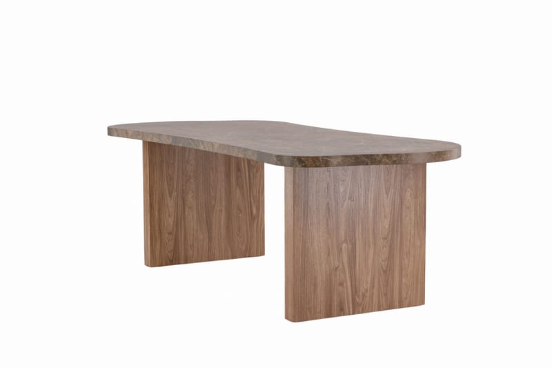 Eleonora Stort Asymmetriskt Matbord 230 cm i Trä med Valnöts- och Marmorutseende - Brun - Möbler - Matplats - Matbord & köksbord