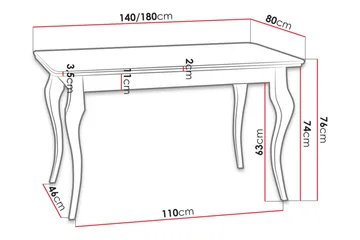Ersholn Utdragbart Rektangulärt Matbord 140–180 cm i Massivt Trä - Vit - Möbler - Matplats - Matbord & köksbord