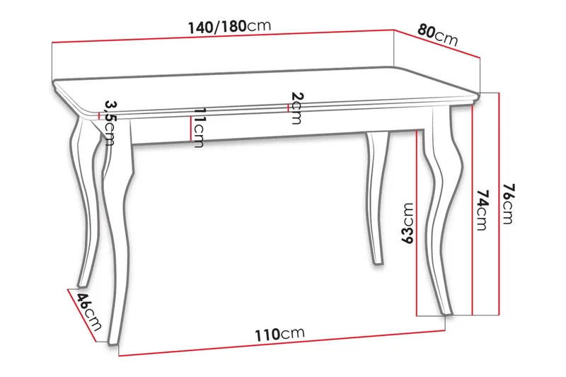 Ersholn Utdragbart Rektangulärt Matbord 140–180 cm i Massivt Trä - Vit - Möbler - Matplats - Matbord & köksbord