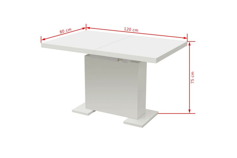 Förlängningsbart matbord högglans vit - Vit - Möbler - Matplats - Matbord & köksbord