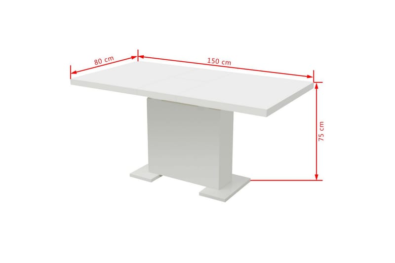 Förlängningsbart matbord högglans vit - Vit - Möbler - Matplats - Matbord & köksbord