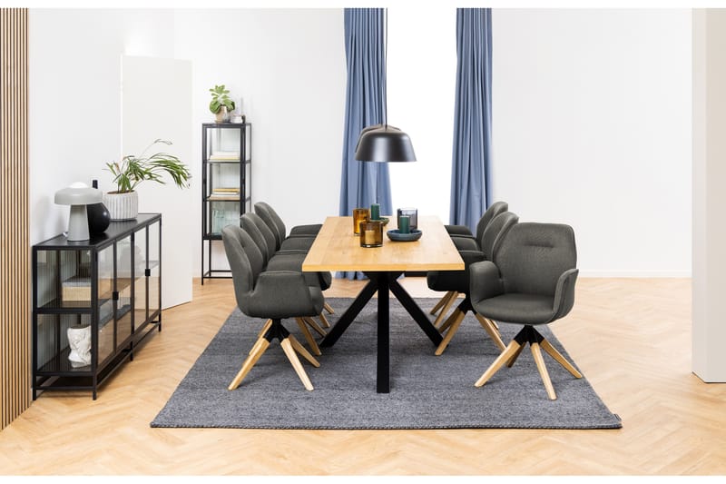 Ganesh Stort Rektangulärt Matbord 220 cm med Trä- och Ekutseende - Svart|Beige - Möbler - Matplats - Matbord & köksbord