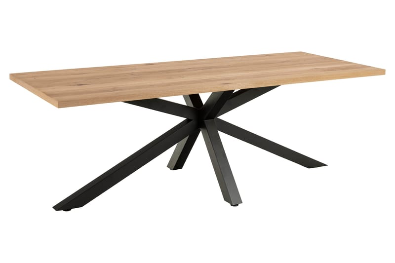 Ganesh Stort Rektangulärt Matbord 220 cm med Trä- och Ekutseende, Svart|Beige