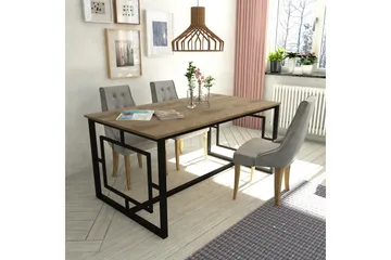 Hejde Rektangulärt Matbord 160 cm med Valnöts- och Metallutseende - Brun|Svart - Möbler - Matplats - Matbord & köksbord