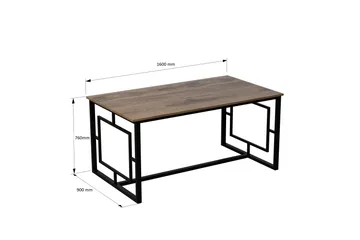 Hejde Rektangulärt Matbord 160 cm med Valnöts- och Metallutseende - Brun|Svart - Möbler - Matplats - Matbord & köksbord