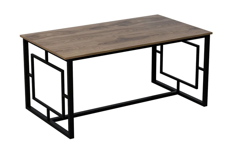 Hejde Rektangulärt Matbord 160 cm med Valnöts- och Metallutseende - Brun|Svart - Möbler - Matplats - Matbord & köksbord