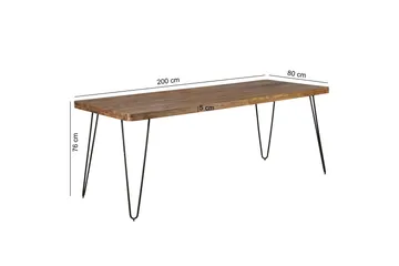 Hookway Rektangulärt Matbord 200 cm i Trä med Metallben - Brun - Möbler - Matplats - Matbord & köksbord