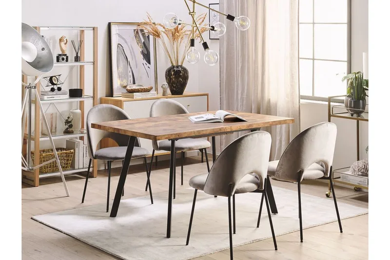 Housham Matbord 180 cm Hopfällbart - Ljusbrun/Svart - Möbler - Matplats - Matbord & köksbord