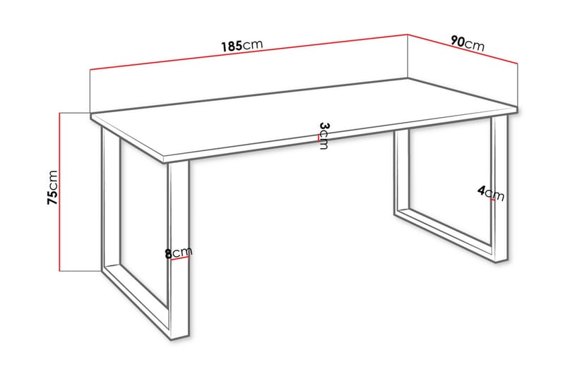 Imper Matbord 185 cm - Vit/Svart - Möbler - Matplats - Matbord & köksbord