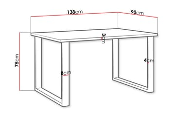 Imper Rektangulärt Matbord 138 cm med Valnöts- och Metallutseende - Svart|Brun - Möbler - Matplats - Matbord & köksbord