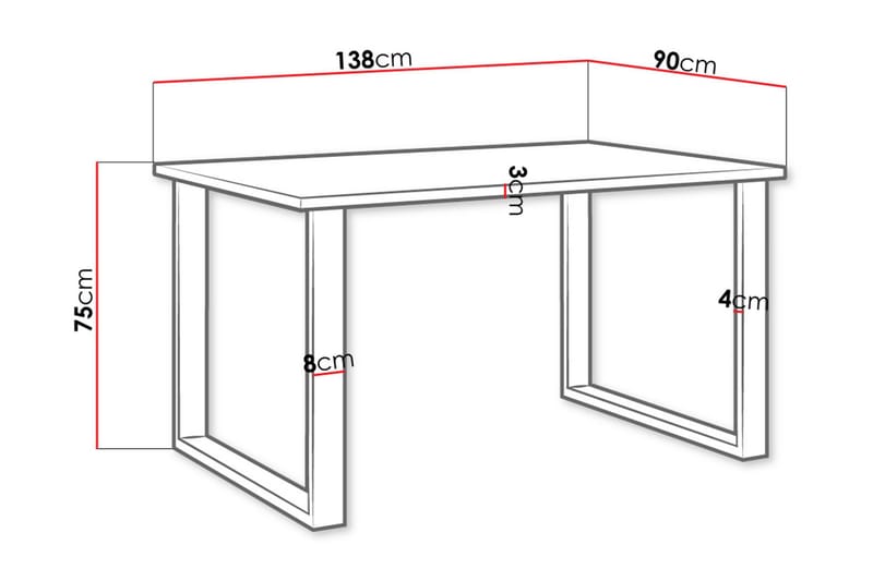 Imper Rektangulärt Matbord 138 cm med Valnöts- och Metallutseende - Svart|Brun - Möbler - Matplats - Matbord & köksbord