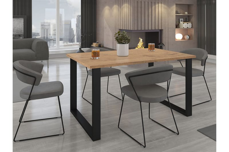 Imper Rektangulärt Matbord 138 cm med Valnöts- och Metallutseende - Svart|Brun - Möbler - Matplats - Matbord & köksbord