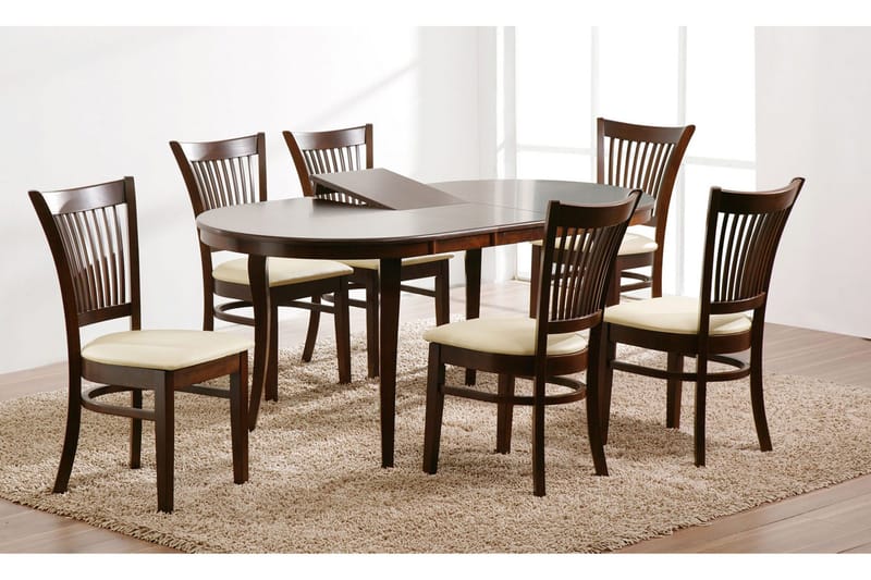 Joy Utdragbart Ovalt Matbord 145–178 cm i Trä med Valnötsutseende - Brun - Möbler - Matplats - Matbord & köksbord