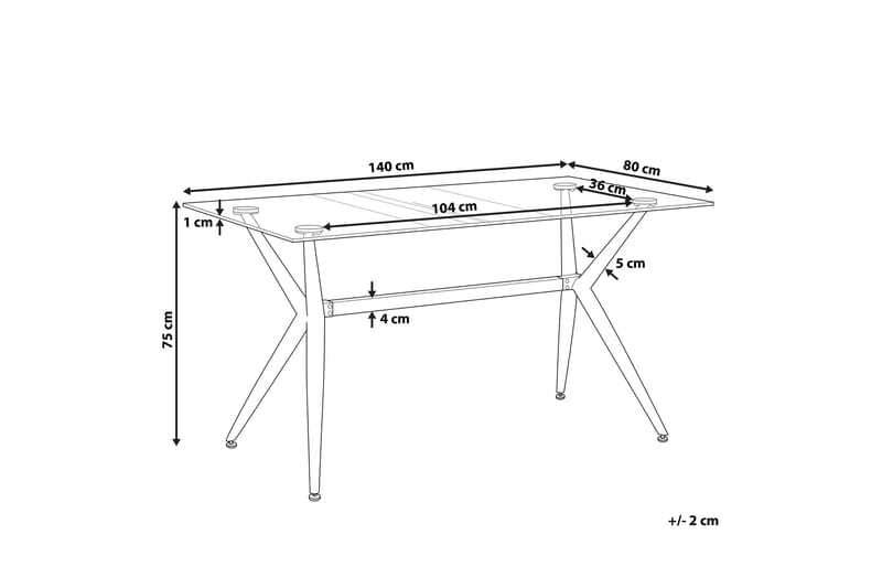 JUBAI Matbord 140 cm Glas/Svart - Möbler - Matplats - Matbord & köksbord