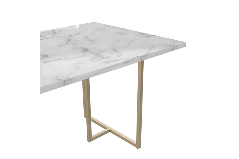 Kaiti Rektangulärt Matbord 163 cm med Marmorutseende - Vit - Möbler - Matplats - Matbord & köksbord