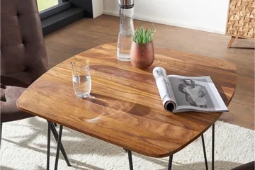 Kristl Kvadratiskt Matbord 80 cm i Trä med Metallben - Brun - Möbler - Matplats - Matbord & köksbord