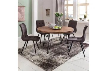 Langner Runt Matbord 120 cm i Trä med Metallben - Brun - Möbler - Matplats - Matbord & köksbord