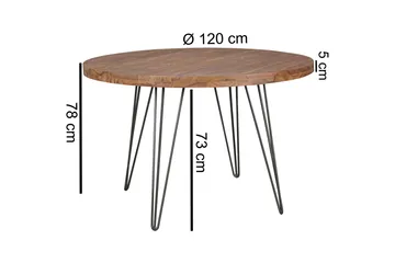 Langner Runt Matbord 120 cm i Trä med Metallben - Brun - Möbler - Matplats - Matbord & köksbord
