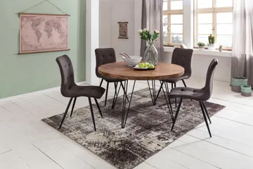 Langner Runt Matbord 120 cm i Trä med Metallben - Brun - Möbler - Matplats - Matbord & köksbord