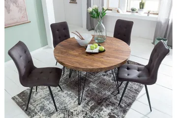 Langner Runt Matbord 120 cm i Trä med Metallben - Brun - Möbler - Matplats - Matbord & köksbord