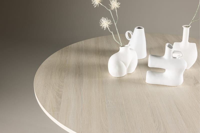 Lanzo Runt Matbord 120 cm med Trä- och Ekutseende - Vitlaserad - Möbler - Matplats - Matbord & köksbord