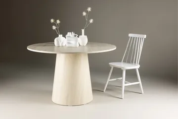 Lanzo Runt Matbord 120 cm - Vitvitlaserad / Ljus Trä - Möbler - Matplats - Matbord & köksbord