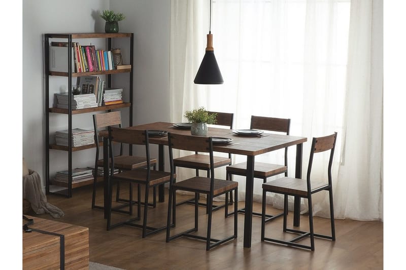 Laredo Rektangulärt Matbord 150 cm i Metall med Valnötsutseende - Mörkbrun - Möbler - Matplats - Matbord & köksbord