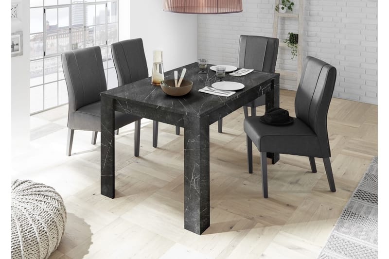 LEDUS Förlängningsbart Matbord 137 cm Svart Marmor - Möbler - Bord