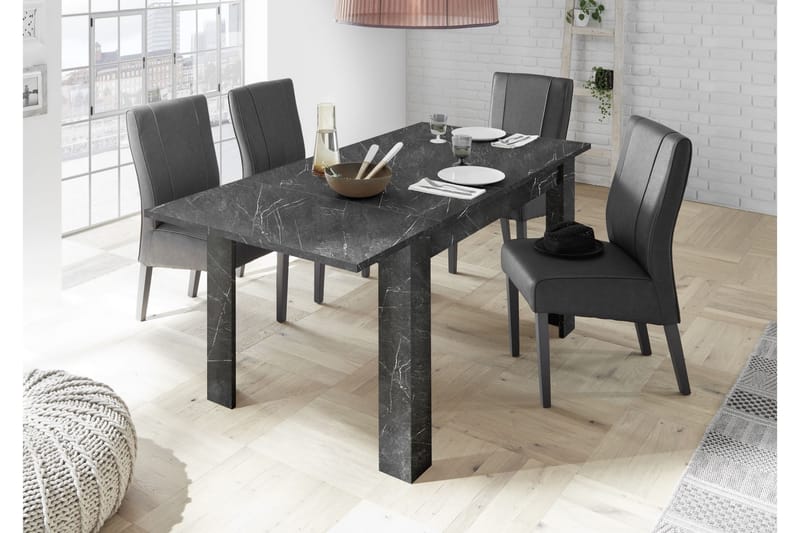 LEDUS Förlängningsbart Matbord 137 cm Svart Marmor - Möbler - Bord