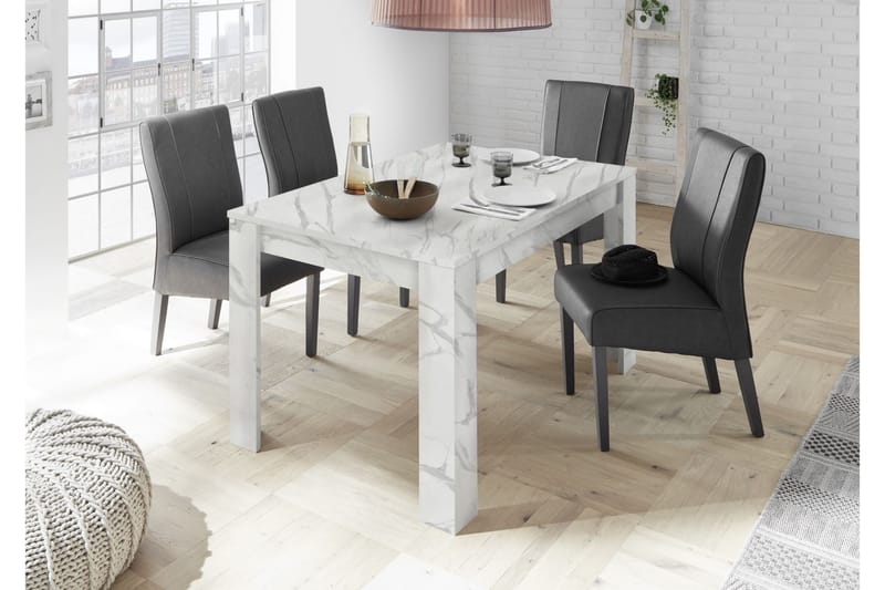 LEDUS Förlängningsbart Matbord 137 cm Vit Marmor - Möbler - Bord