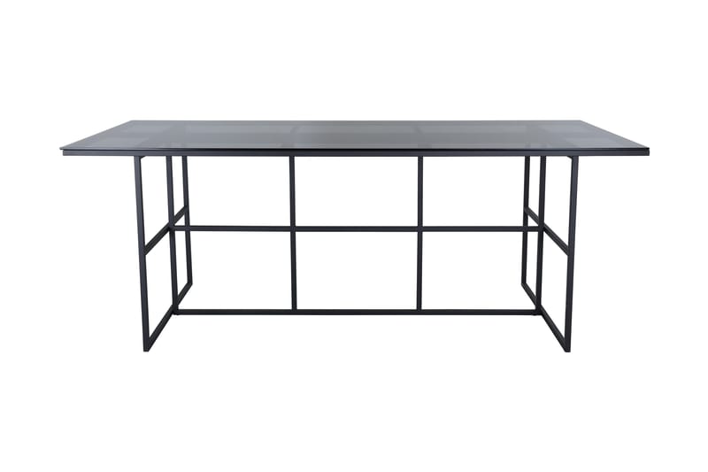 Leif Stort Rektangulärt Matbord 200 cm i Glas med Metallutseende, Grå