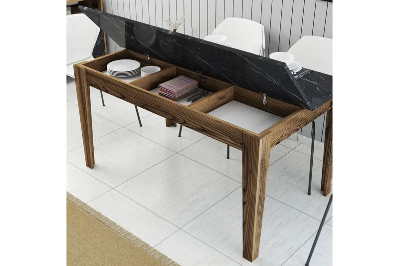 Lissione Matbord 145x88 cm Brun/Svart - Hanah Home - Möbler - Matplats - Matbord & köksbord