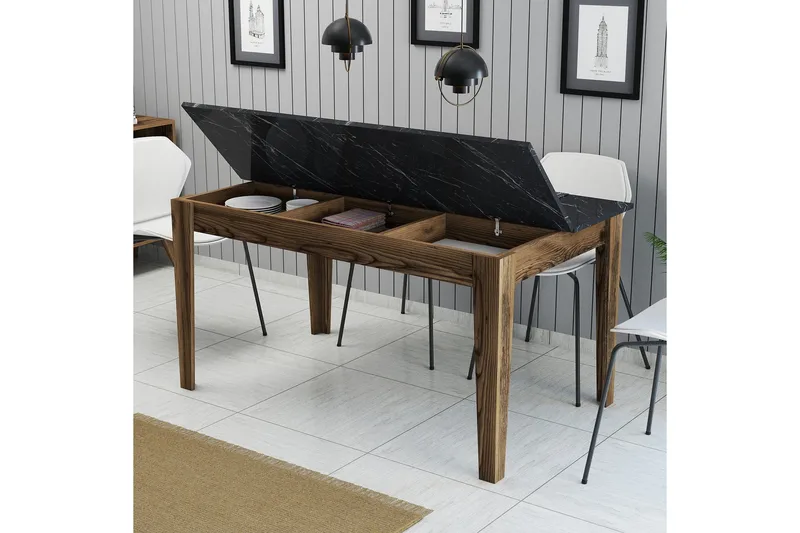 Lissione Matbord 145x88 cm Brun/Svart - Hanah Home - Möbler - Matplats - Matbord & köksbord