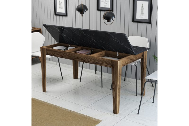 Lissione Matbord 145x88 cm Brun/Svart - Hanah Home - Möbler - Matplats - Matbord & köksbord