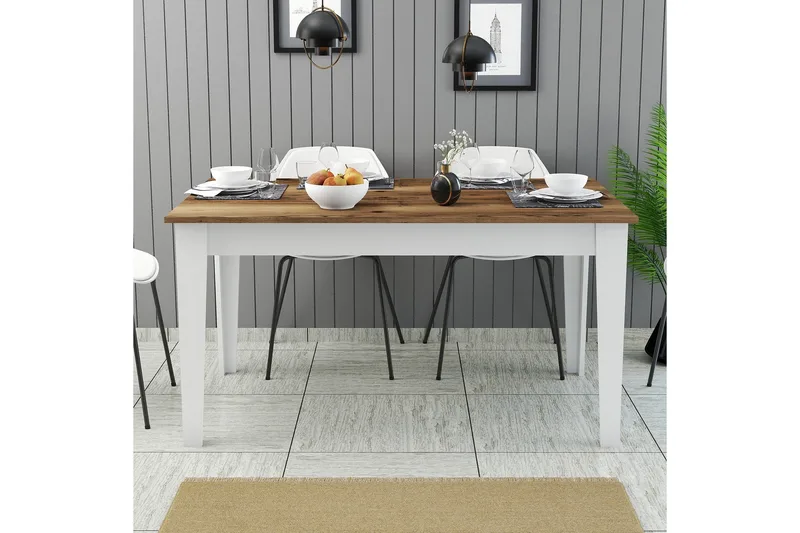 Lissione Matbord 145x88 cm Brun/Vit - Hanah Home - Möbler - Matplats - Matbord & köksbord