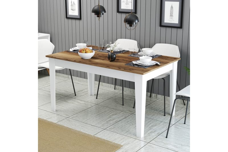 LISSIONE Matbord 145x88 cm Brun/Vit - Möbler - Matplats - Matbord & köksbord