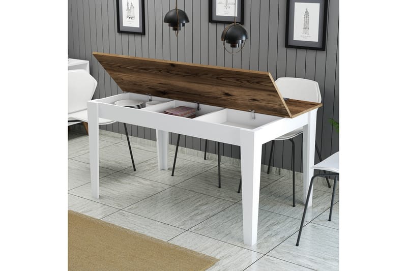 LISSIONE Matbord 145x88 cm Brun/Vit - Möbler - Matplats - Matbord & köksbord