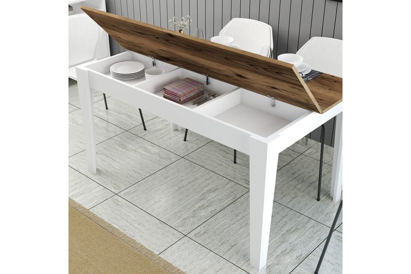 LISSIONE Matbord 145x88 cm Brun/Vit - Möbler - Matplats - Matbord & köksbord